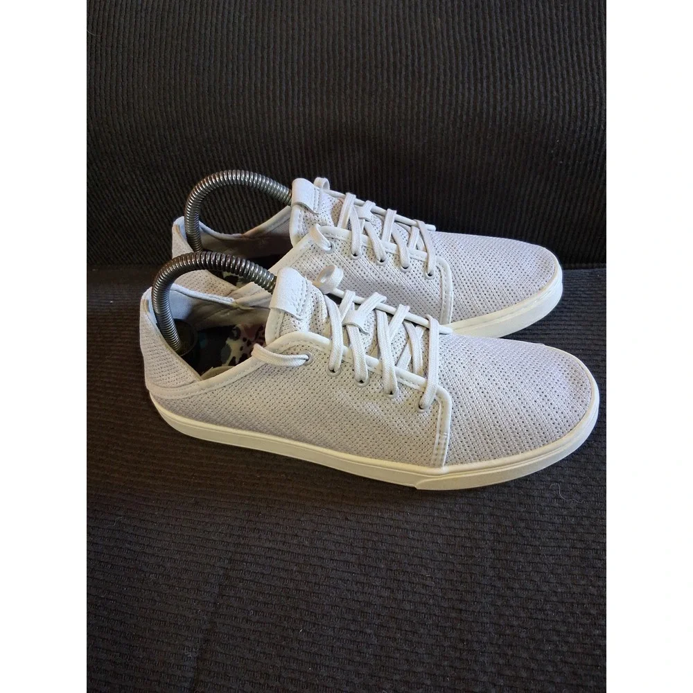 Olukai Pehuea Li Light Grey Textile Lace Up Sneakers Womens‎ Size 9 20379-DWDW